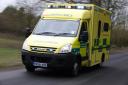 A horse rider was taken to hospital after her horse fell on her.