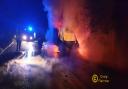 The van fire in Ledbury's A449 Worcester Road this morning (January 9). Picture: Ledbury Fire Station/Craig Fletcher