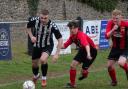 Report: Ben Miller in action during Ledbury Town's 2-0 win over Clee Hill United.