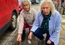 Green councillors Trish Marsh and Jenny Bartlett say Corn Square's pavement is crumbling