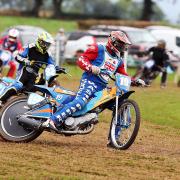 Dave Mears leading a 350cc battle. Picture: Mike Wood