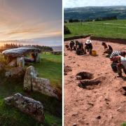 Archaeologists, pictured working near Arthur's Stone in Dorstone last year, will start to dig the actual tomb this week. Pictures: Mark Pritchard/University of Ma
nchester