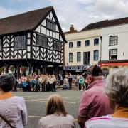 Crowds in Ledbury to see the proclamation.