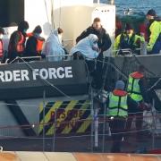 A group of people thought to be migrants are brought in to Dover, Kent, onboard a Border Force vessel, following a small boat incident in the Channel.