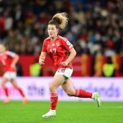 Mary McAteer during her debut for Wales in the Nations League match against Germany