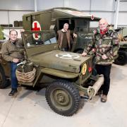 Colin Taylor (middle) with fellow military history enthusiasts Danny Rees (left) and Reg Gibson (right)