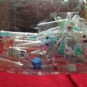 Needles were found in a bag dumped outside the village hall in Herefordshire (stock image)