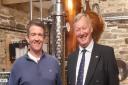 Sir Bill Wiggin MP with Charlie Turner of Penrhos Spirits, which is calling on the Government to change the tax system