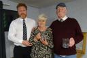 Honorary members: Jill and Jock Boyle (middle and right) become Honorary Members of Ledbury Town Football Club