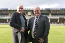 Westons Cider head of business development Darryl Hinksman with Hereford FC chairman Jon Hale at Edgar Street. Picture: Hereford FC
