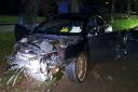 The car was heavily damaged in the crash in Hereford