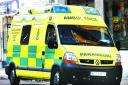 A cyclist was taken to hospital after he was involved in a crash with a van on the A44 at Lyonshall