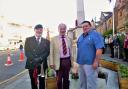Bugler John Strong, Colonel Andy Taylor and Steve Ellis at Ledbury Memorial after the service