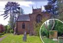 St Andrew & St Mary’s Church, How Caple (from Google Street View) and inset, the contentious toilet under the large pine tree.