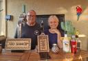 Landlords Chris and Heather in the Oak Inn's new Tiki Bar