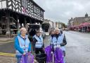 Litter-picking volunteers in Ledbury High Street