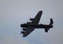 The BBMF Lancaster Bomber performing its three flypasts over Munsley Church, where Tony and his wife are buried