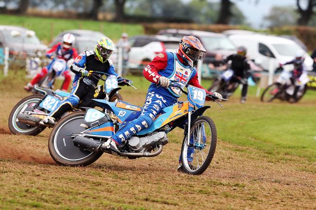 Dave Mears leading a 350cc battle. Picture: Mike Wood