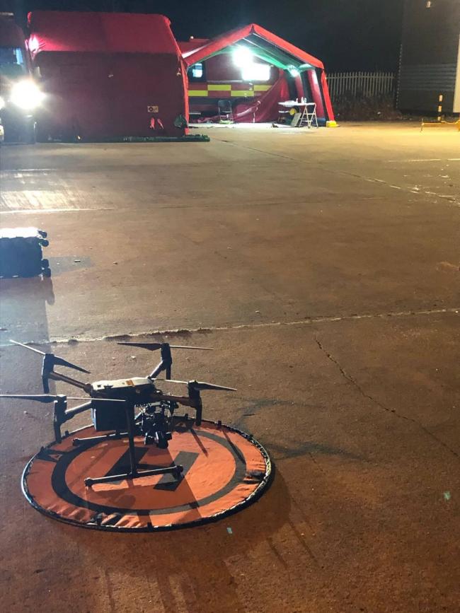 A drone located at Ledbury Fire Station