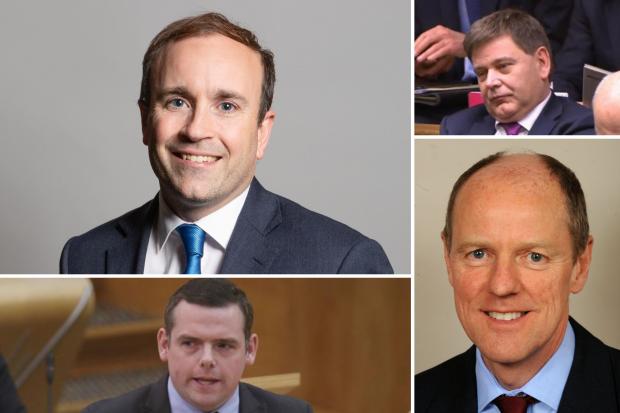Ledbury Reporter: These are just some of the MPs to issue a vote of no confidence letter against Boris Johnson. Pictured, Aaron Bell (top left),-Andrew Bridgen (top right), Douglas Ross (bottom left) and Nick Gibb (bottom right). Photos via PA/Parliament.