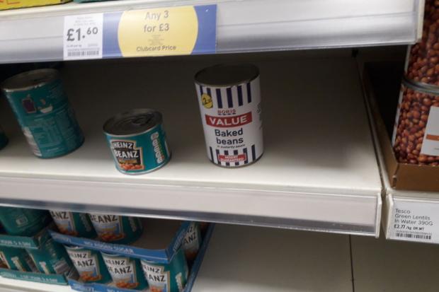 Ledbury Reporter: The tin on a shelf in a Tesco Express, Brighton