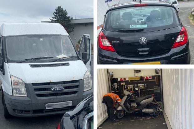 A car, van and moped have all been seized by police today