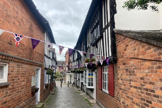 Jubilee bunting in Church Lane, Ledbury. Picture by Val Dilloway