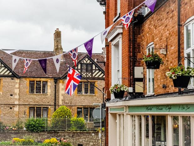Ledbury Reporter: Jubilee bunting and flags in the town centre. Picture by Harold Sparrey