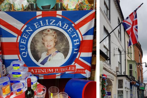 Ledbury Reporter: Shops are getting in the mood for the Platinum Jubilee. Pictures by Harold Sparrey