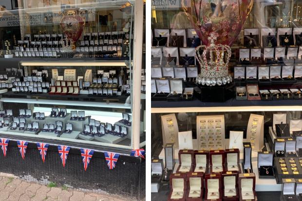 Ledbury Reporter: Past and Present jewellers is ready for the jubilee weekend. Pictures by Annette Crowe