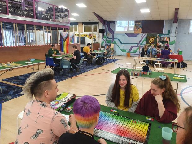 Ledbury Reporter: Gamers playing at the group's latest event raising money for Hereford Pride. Picture courtesy of Herefordshire boardgamers