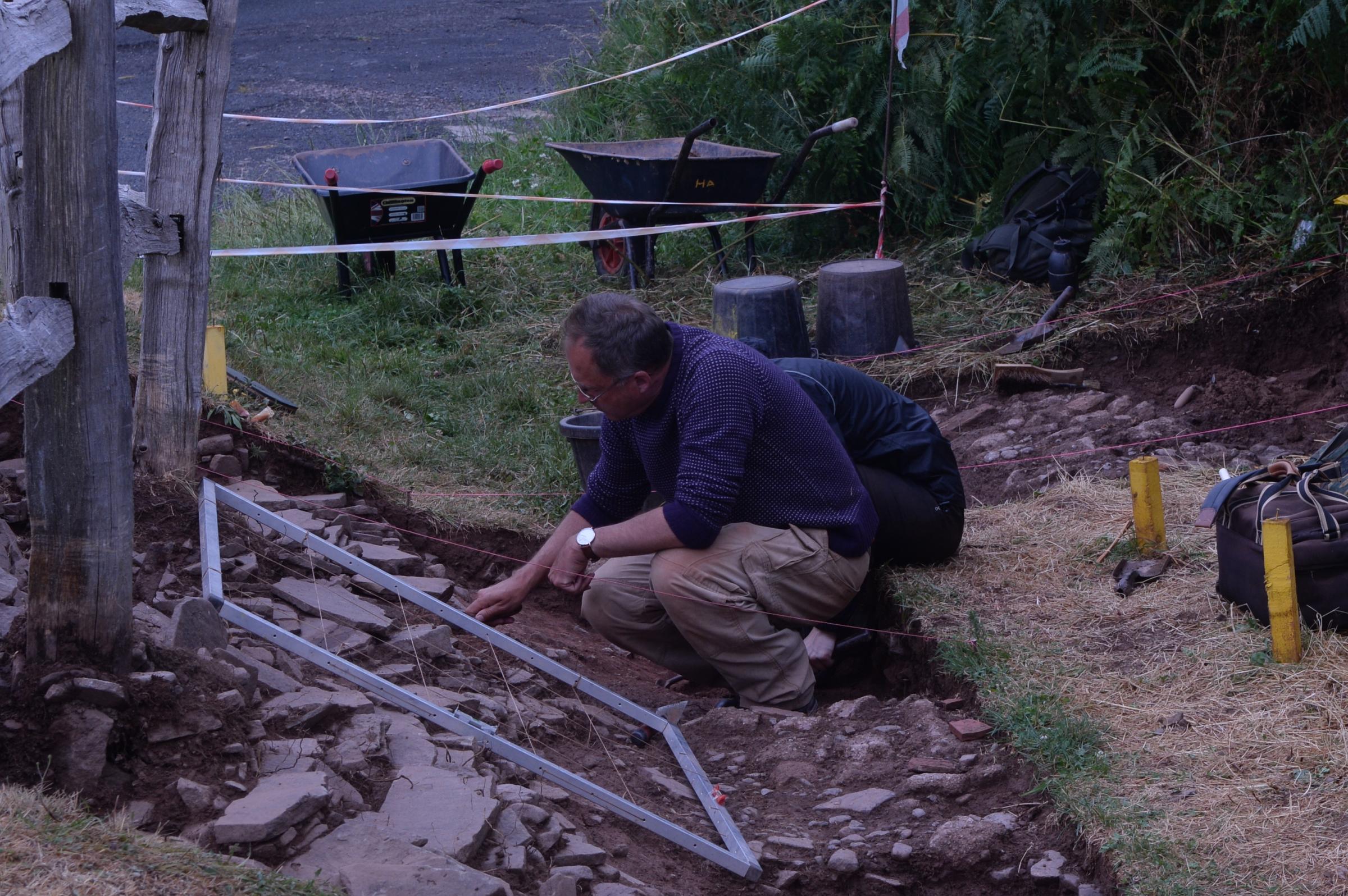 Professor Thomas and the team excavating at Arthurs Stone in Dorstone. Picture: Michael Eden