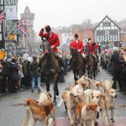 HUNT: Riders taking part in the Boxing Day Hunt in Ledbury. Pic. Jan Long