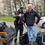 Ian Jackson (right) has been delivering bulletproof vests and medical equipment in Ukraine