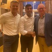 Mark Harper MP, Rishi Sunak MP and Councillor Philip Robinson in Ledbury