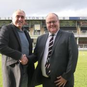 Westons Cider head of business development Darryl Hinksman with Hereford FC chairman Jon Hale at Edgar Street. Picture: Hereford FC
