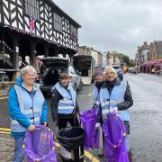 Litter-picking volunteers in Ledbury High Street