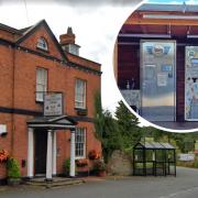 the Tarrington Arms, and inset, the milk vending machine design proposed for its new car park