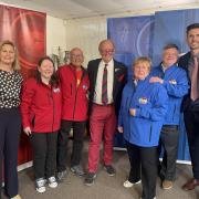 Bargain Hunt's Kate Bliss, Charlie Ross, Tim Weeks and the red and blue teams