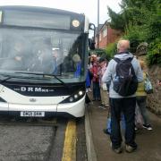 Passengers boarding the 232 bus at Cantilupe Road in Ross