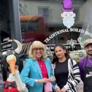 Councillor Beverley Nielsen, Gina and Frank, Proprietors, Professor Willy’s, Worcester Road, Great Malvern.