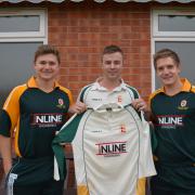 George Rhodes (first XI captain), Kev Golder (Inline Engineering) and Phil Harris (club captain). Picture: KATH WOOD.