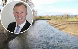Sir Bill Wiggin (inset) says Herefordshire farmer John Price should not have been jailed for causing damage to the river Lugg in Kingsland