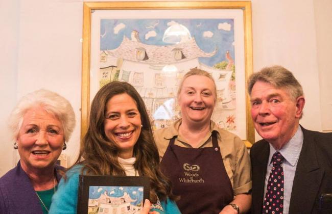 Former Hereford MP Sir Colin Shepherd and his wife, Lady Lou, who live at Ganarew Manor, revealed Amanda Hamilton's (centre left) commission with Lucy Gardner centre right.