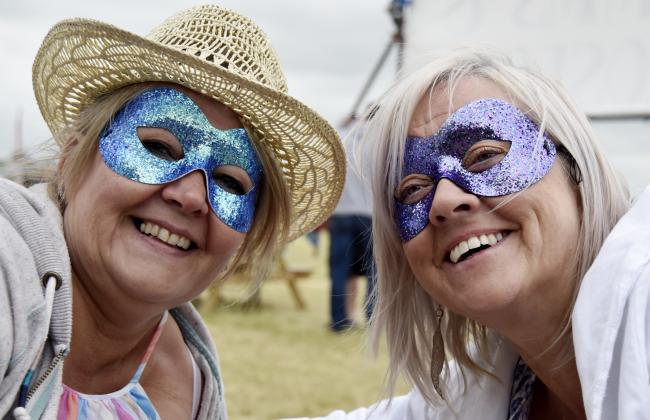 FLASHBACK: Mello Festival 2017 with masked music lovers Carol Peters and Viv Taylor.